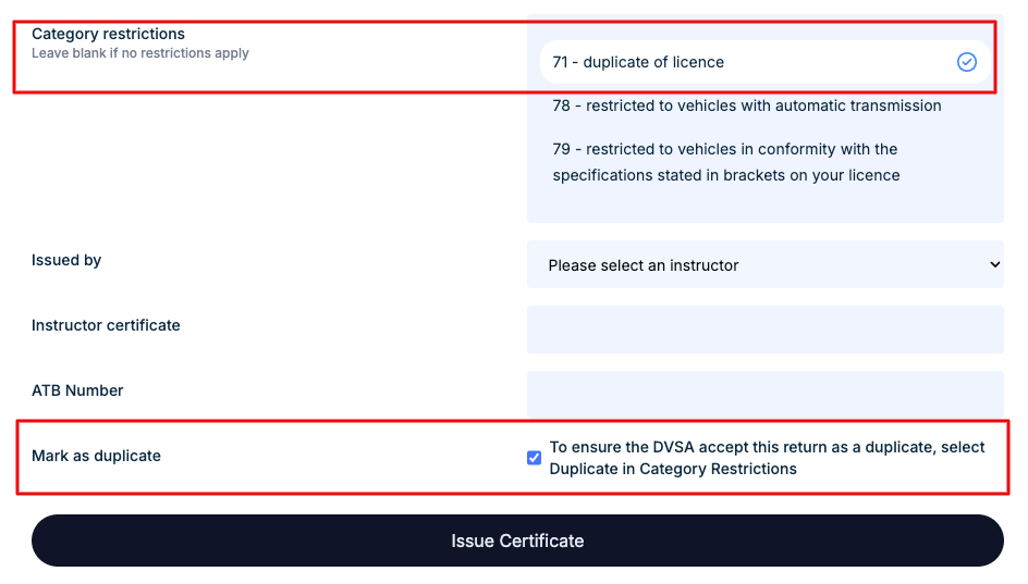 📑 CBT Certificates (DL196 Returns)